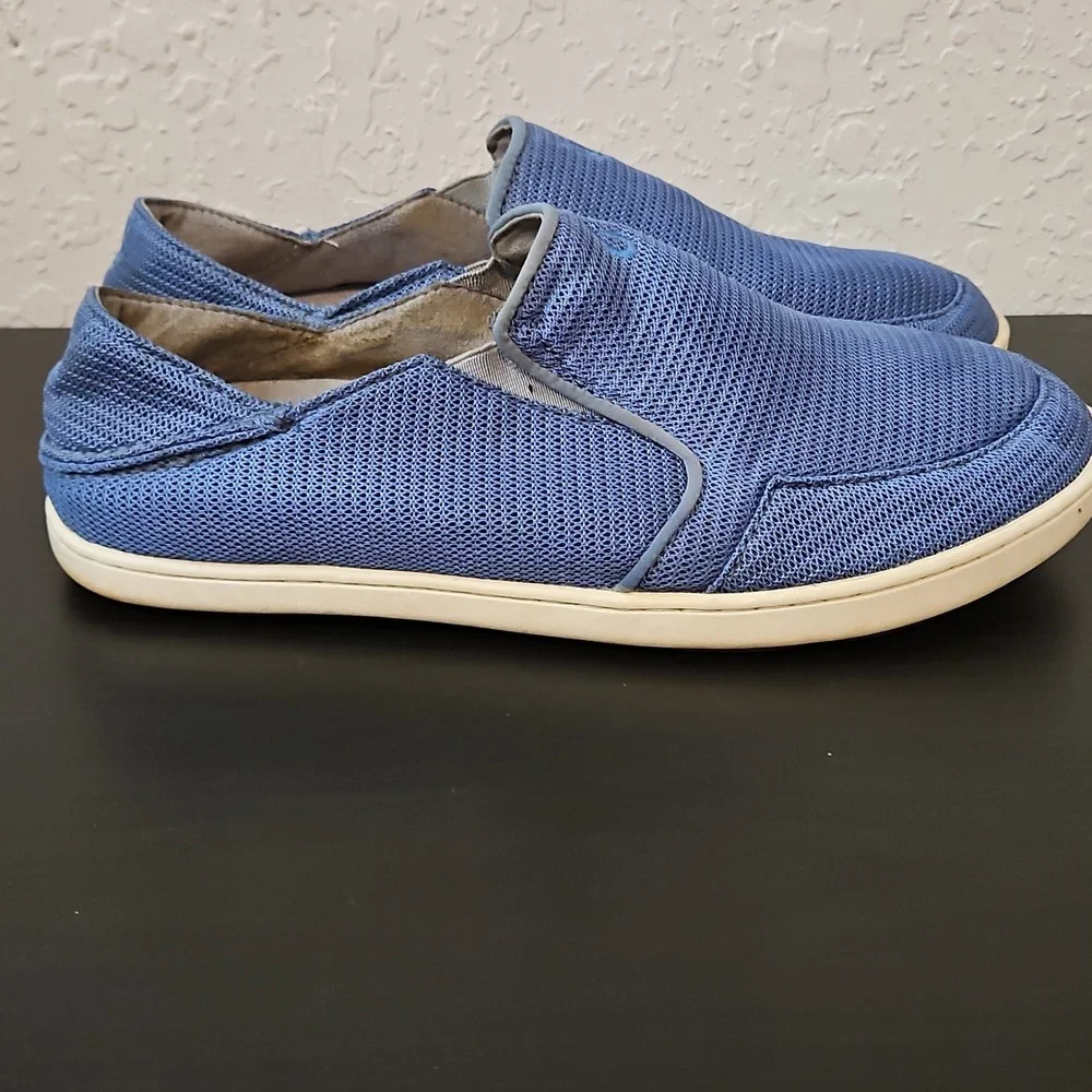 OluKai Nohea Mesh Blue Slip-Ons, mens size 10